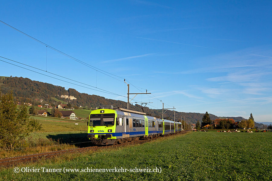 Nahverkehrspendelzug mit RBDe 566 238 als S4 Langnau i. E. – Burgdorf – Bern – Belp – Thun