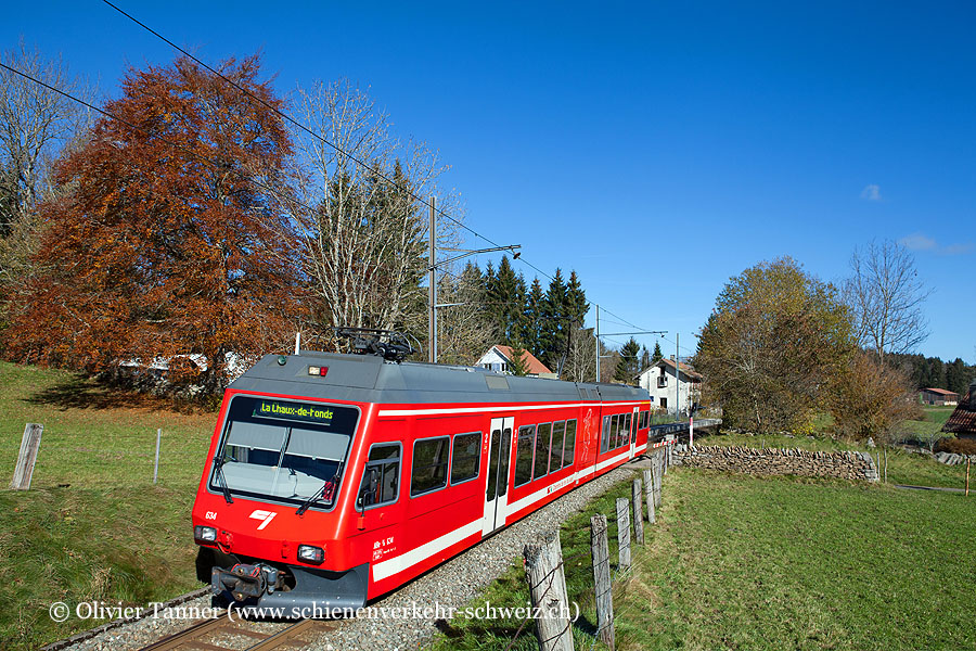 ABe 2/6 634 auf dem Weg nach La Chaux-de-Fonds