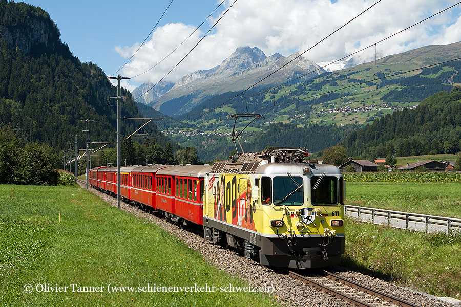 Ge 4/4’’ 611 ’’login’’ mit RE Disentis/Mustér – Chur – Scuol-Tarasp