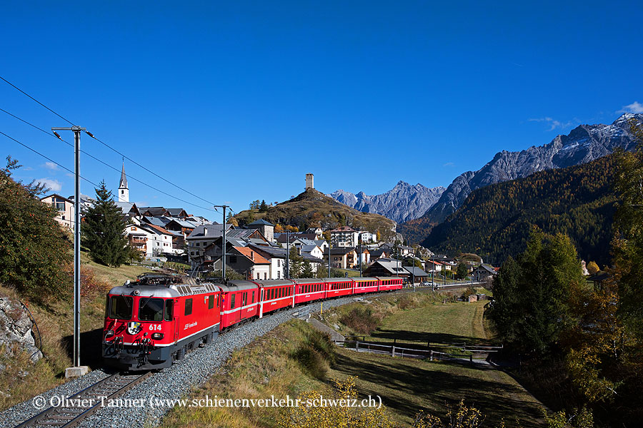 Ge 4/4’’ 614 mit RE Scuol-Tarasp – Chur – Disentis/Mustér