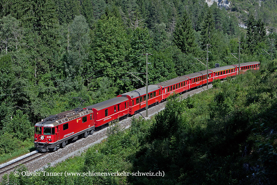 Ge 4/4’’ 628 mit RE Scuol-Tarasp – Chur – Disentis/Mustér