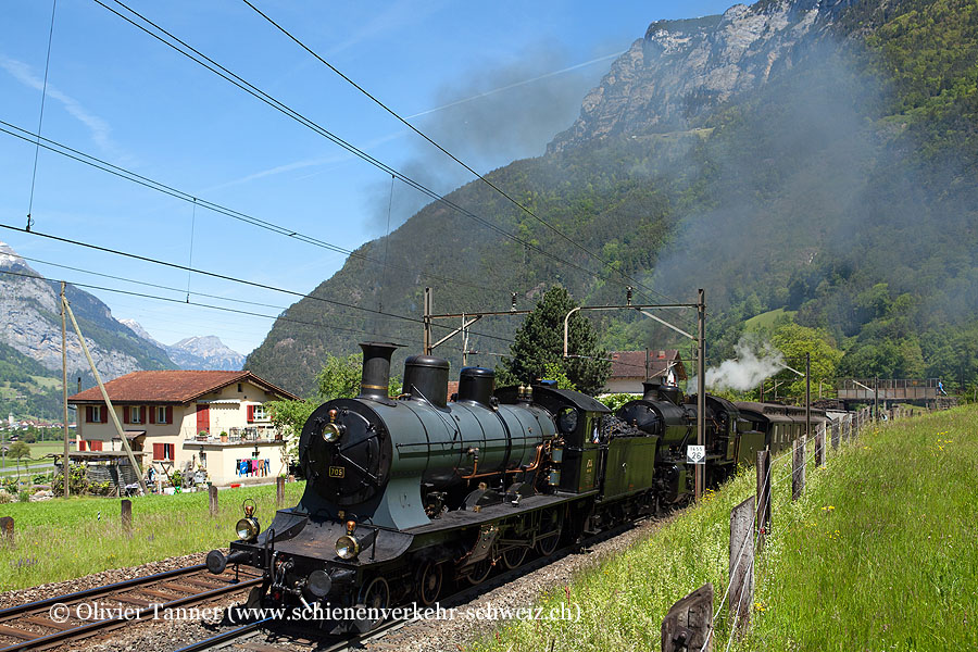 A 3/5 705 und C 5/6 2978 anlässlich der öffentlichen Überführung zum GBT-Eröffnungsfest