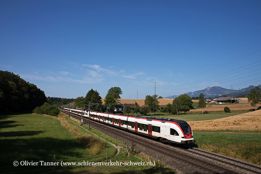 RABe 522 204, RABe 523 067 und RABe 521 029 anlässlich Software-Typentestfahrten