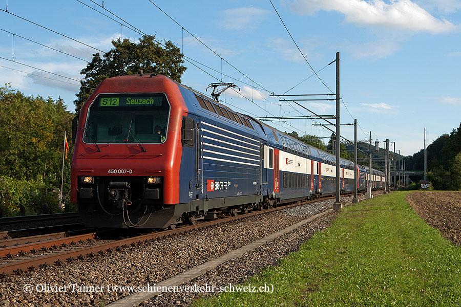 Re 450 007 und Re 450 012 als S12 Brugg – Baden – Zürich HB – Zürich Stadelhofen – Winterthur – Seuzach