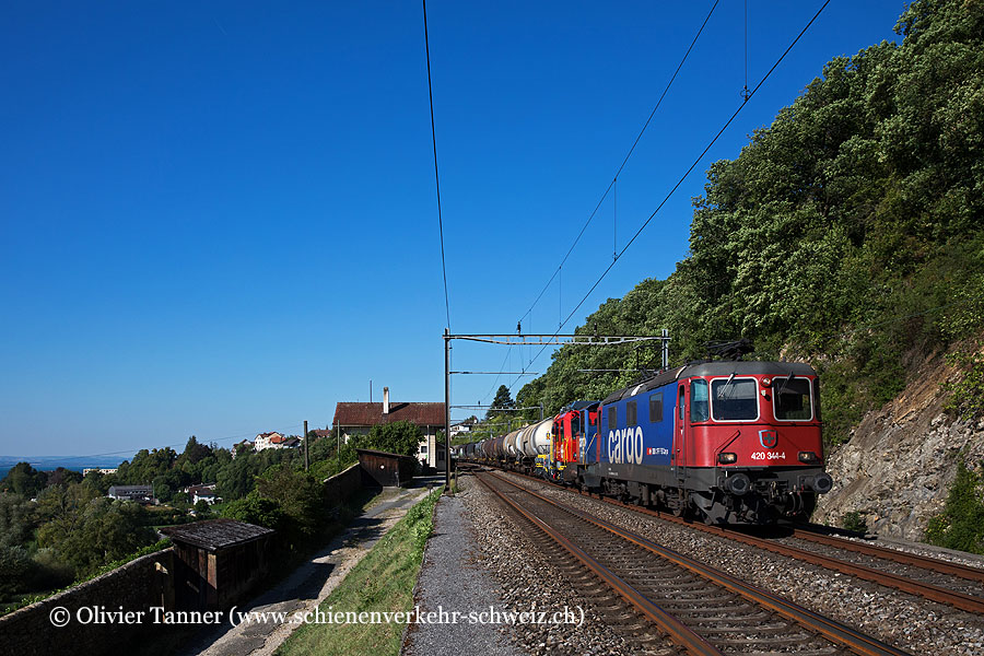 Re 420 344 mit Tm 232 108 und 234 430 auf dem Weg nach Biel/Bienne