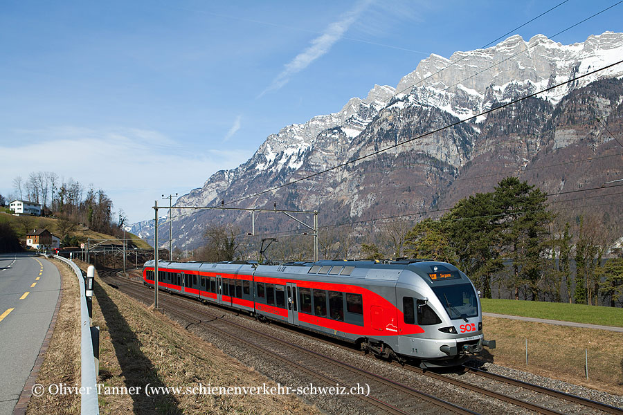 RABe 526 055 als S4 St. Gallen – Uznach – Sargans – St. Gallen (Ringzug)