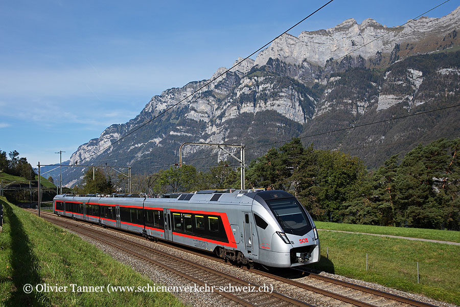 RABe 526 007 als S4 St. Gallen – Uznach – Sargans – St. Gallen (Ringzug)