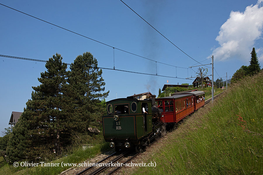 Zahnraddampflok H 2/3 17 auf dem Weg nach Rigi Kulm