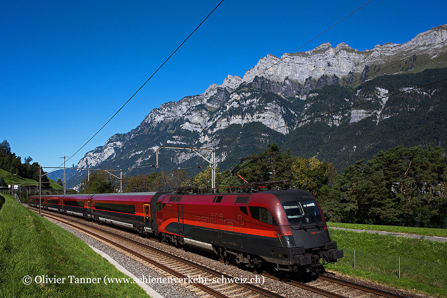 Br 1116 203 mit RailJetExpress Zürich – Wien – Budapest