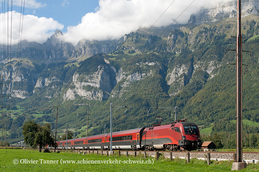 Br 1116 208 und Br 1116 214 mit RailJet Zürich – Wien