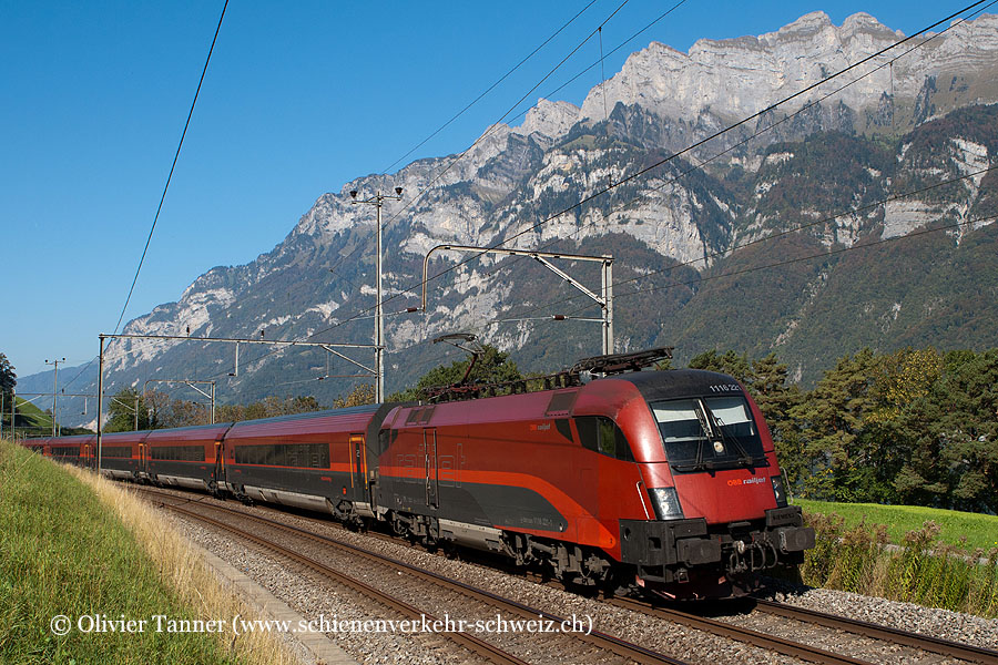 Br 1116 221 und Br 1116 209 mit RailJet Zürich – Wien